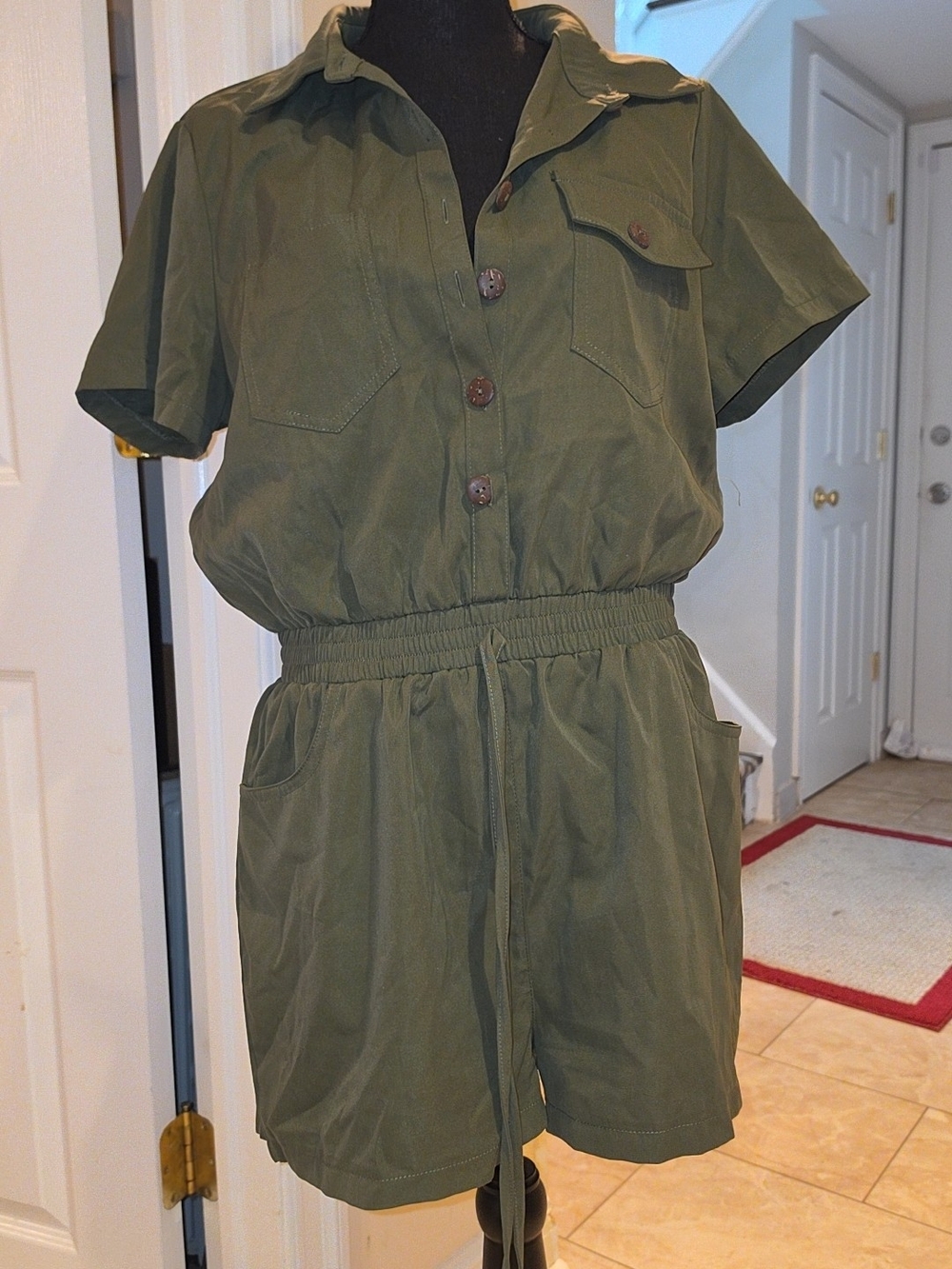 Olive Short-Sleeve Romper